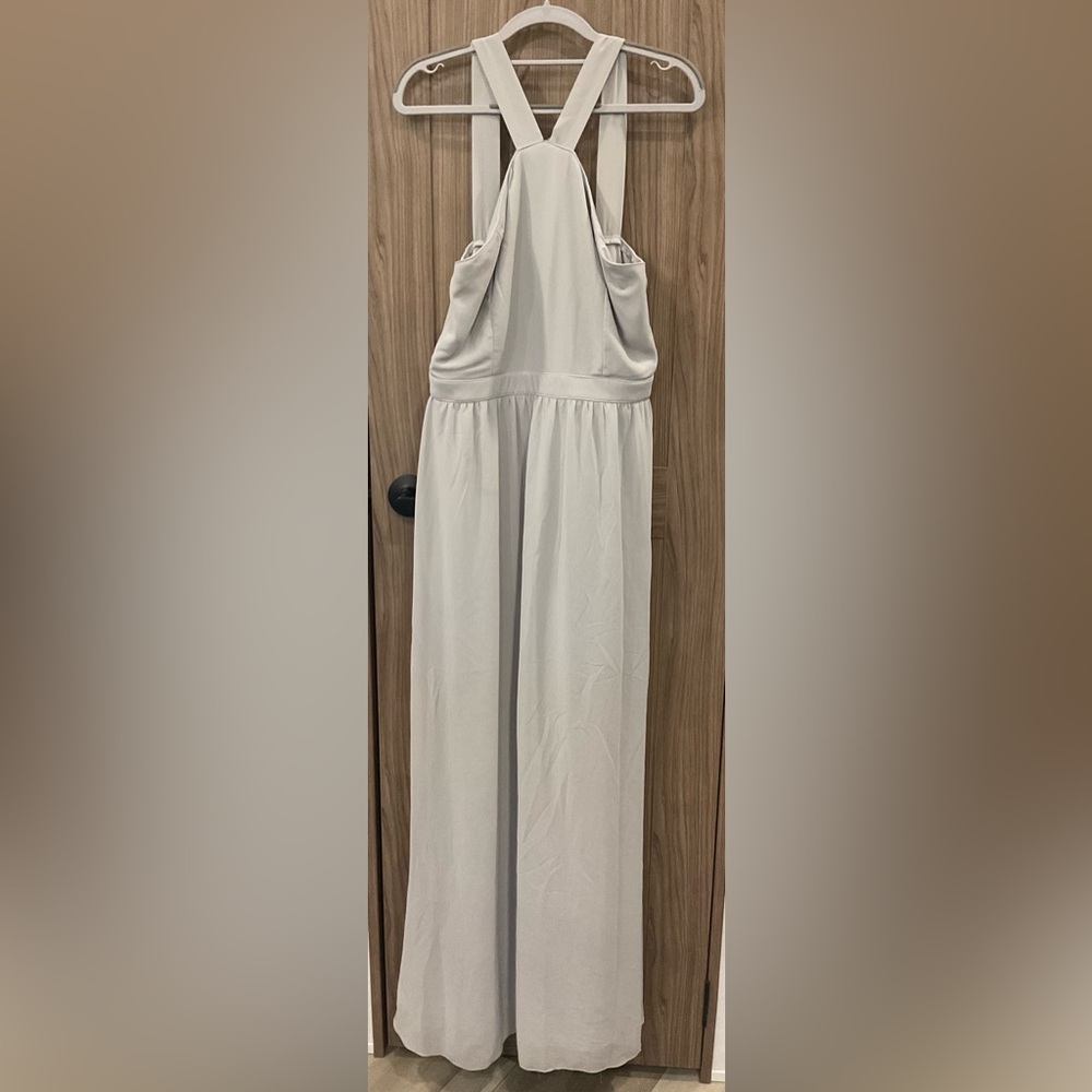 Lulus Womens Gray ZIP Long Formal/bridesmaid Dress Size XL ( Has Wear)
